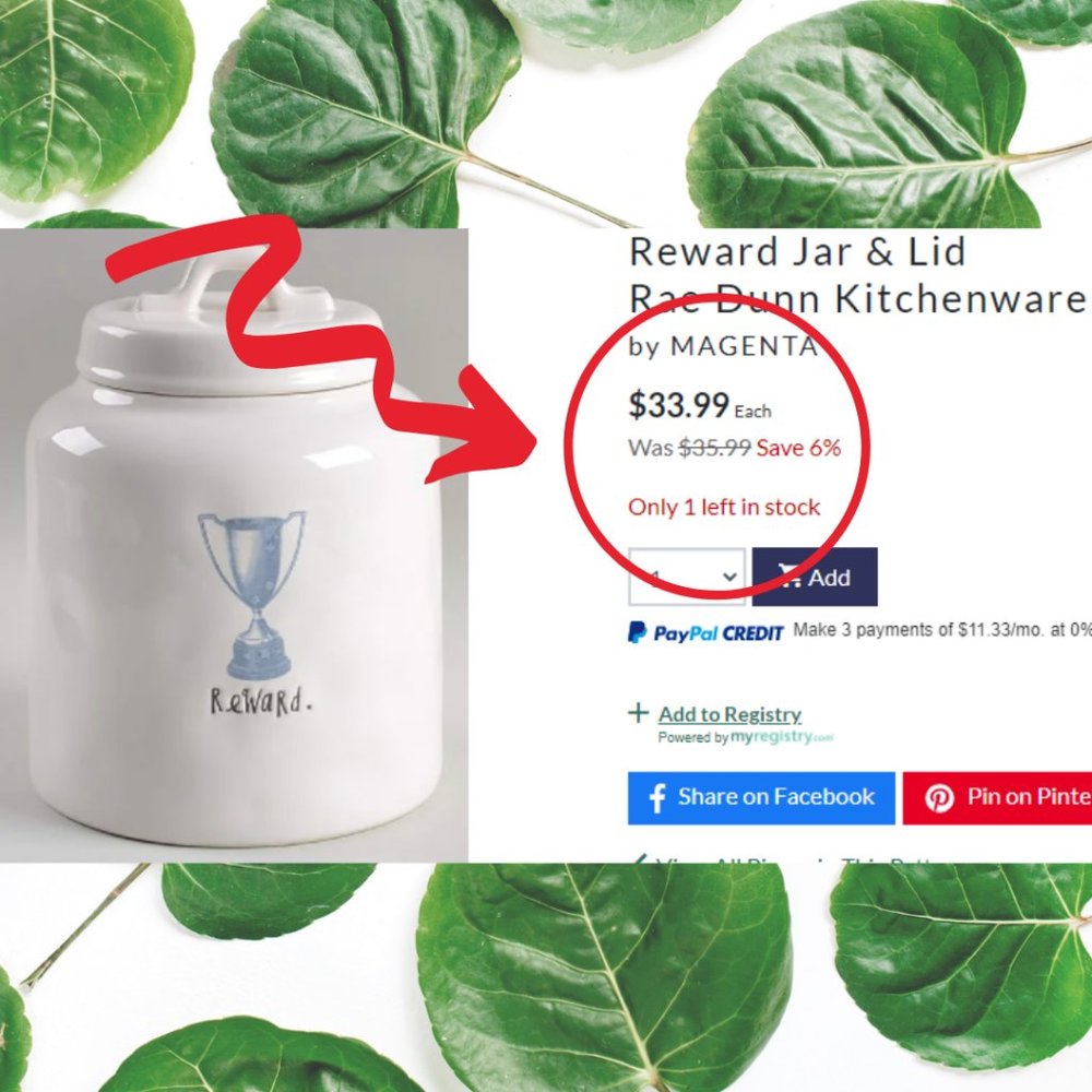 🌼 🏆HP!🏆 Rae Dunn • REWARD JAR • Treat Container - Picture 3 of 9